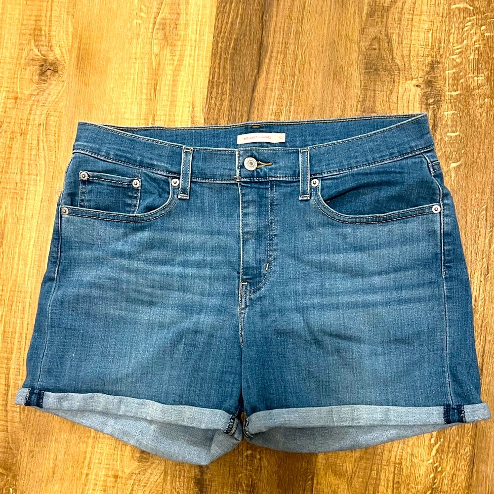 Levi’s Women's Blue Denim Shorts - mid length cuffed